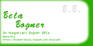 bela bogner business card